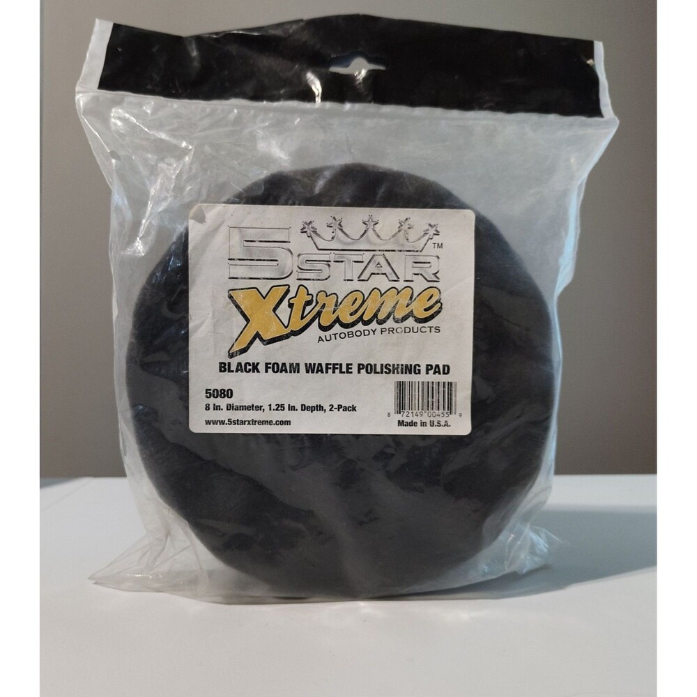 5 Star Xtreme Black Foam Waffle Polishing Pad 5080 8" 2 Pack